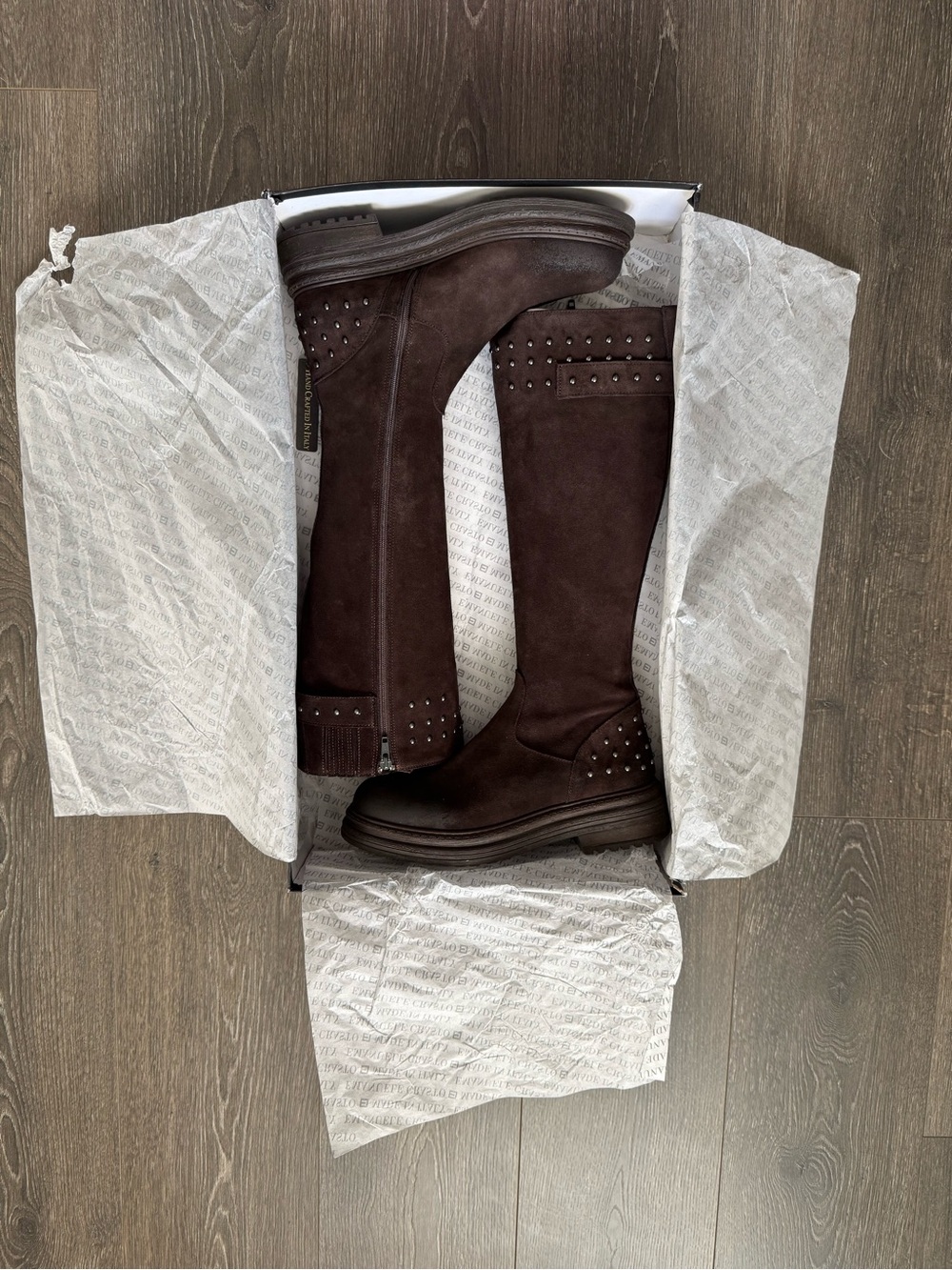 Emanuele Crasto Suede Knee High Studded Boots
